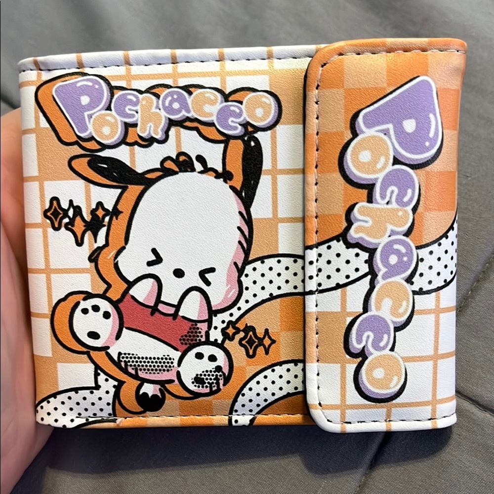 Pochacco Orange and White Sanrio snap wallet
